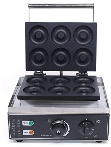 Elettrico 6pcs Donut Maker Dessert Maker Commerciale 1550W Grande Macchina Rotonda Ciambella a Sei Griglie Riscaldamento Elettrico focaccine per Torte Rotonde antiaderenti croccanti