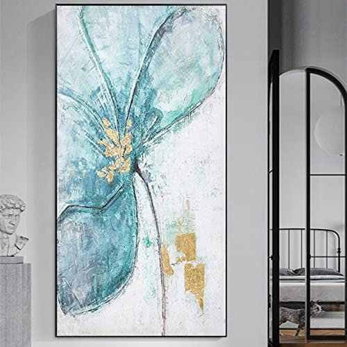 RGVV Ölbilder Auf Leinwand Handgemalt,Moderne Kunst Handgemalte Wandmalerei Abstrakte Blume Ölgemälde Original Rahmenlos Strukturierte Kunstwerke Große Wandkunst Für Wohnzimmer Schlafzimmer,50X100Cm