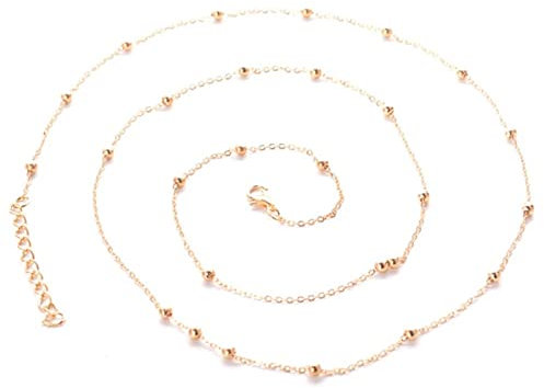 Stfery Bauchkette Damen, Bauch Ketten Silber Einfache Dünne Taillenkette Körperkette 60-80cm Legierung Kettengürtel Frauen