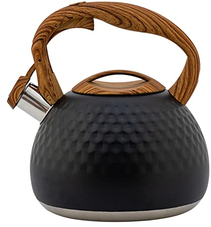 Uposao Bouilloire Sifflante Induction 2,8 L INOX Théières Bouilloire Rétro avec Poignée Pratique Théière avec Sifflet pour Thé, Café