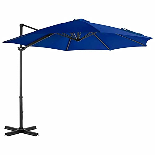 GuyAna Ampelschirm mit Aluminium-Mast Windsicherung Ampelschirm Sonnenschirme FüR Terrasse Garten Sonnenschirm Azurblau 300 cm