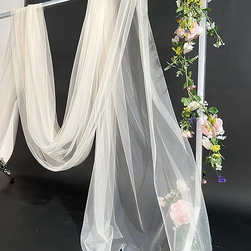 20m x 160cm Soft Tüllstoff,Tüll Stoffe zum Nähen,Netzstoff Dekostoff Drapierstoff für Arbor Hochzeit Vorhang Hochzeitsbogen Freihanddeko Querbehang Gardine Torbogen Zeremonie Party Dekor,Beige