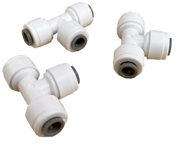 LAMPPPE 3-Piece 1/4 T Fitting RO Water System Undersink Filtration Fitting Replacement Connector, Reverse Osmosis Water Filter Tubing Adapter for Ice Maker Refrigerator
