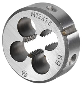 CoCud Metrisches verstellbares Rundschneideisen M12 x 1.5 Rechtsgewinde | Gewinde aus legiertem Stahl, zur Bearbeitung von Außengewinden für Metall und Kunststoffe