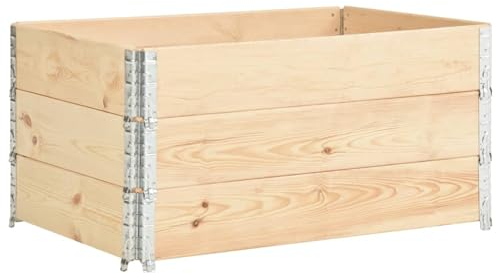 Gecheer Paletten-Aufsatzrahmen 3 STK.stapelbaren Paletten-Rahmen Palettenrahmen Aufsatzrahmen Hochbeet Gartenbeet Pflanzbeet Europalette Holz Klapprahmen Stapelrahmen 80 x 120 x 19 cm (L x B x H)