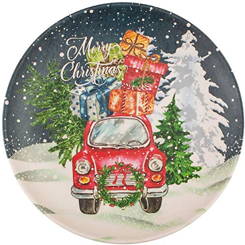 alles-meine.de GmbH Geschirr Motivwahl & Artikelwahl Kunststoff -_ 4 Stück Teller/Speiseteller - Auto & Geschenke - Weihnachtsmotiv - Weihnachten - Ø 20 cm - Weihnachtste..