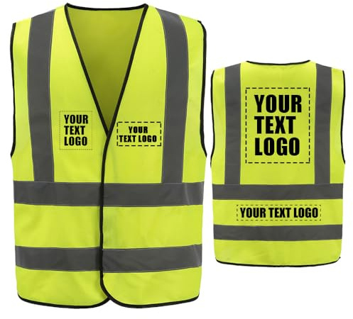 AYKRM gelbe Warnweste XL Reflektierende Weste mit hoher Sichtbarkeit Hi-Viz-Vis-Exekutivweste Anpassbares Logo