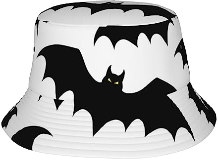 Buytruew Fledermaus-Hut, Halloween, Unisex, wendbar, verstaubar, Sonnenhut für Männer und Frauen, Schwarz, Schwarz , One size