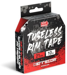 Errecom 1000 Miglia Tubeless Rim Tape 10 mètres x 21 mm, Bande Adhésive pour convertir Les Jantes de Vélo avec Chambre à air en Tubeless, Ultra Résistante, avec 4 Sceaux Adhésifs