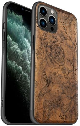 Carveit Coque en Bois pour iPhone 11 Pro Étui Protection Artistique Cover TPU Souple de téléphone Antichoc Compatible avec Apple 11 Pro Etui (Noyer-La Danse de la Vie et de la grâce)