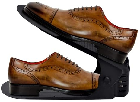 LARS360 Schuhhalter Set, 10 Stück Schuhstapler, Einstellbare Schuhregale aus schwarzem Kunststoff, Schuh-Organizer mit 3 Höhenverstellmöglichkeiten, Platzsparend und rutschfest