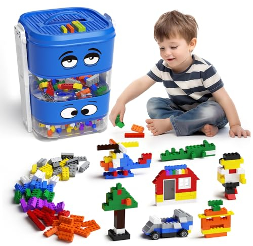 burgkidz Bausteine Spielzeug Set,197 Stück Bauklötze Brick umfasst Flugzeug, Baum Form mit Blöcken Sortierer Box, Grundlegendes STEM-Spielzeug Geschenk, kompatibel mit Allen großen Marken