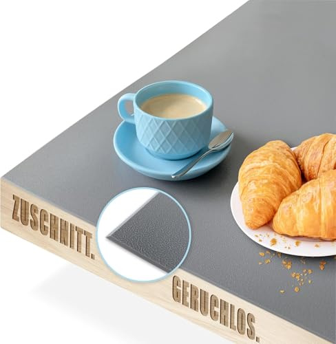 KARAT - Empire - Protezione per tavolo con bordo smussato, in PVC, adatta per contatto alimentare - spessore 1,5 mm, grigio scuro - rettangolare - 90 x 240 cm