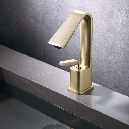 MocArt 23411 Kreativer Wasserhahn, Bad Warm und Kaltwasserhahn, Hotel Badewannen Mischbatterie, Keramikventilkern, Wasserhahn aus Messingmaterial, Wassersparendes Blasendesign (Mattes Gold)