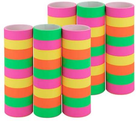 Idena 30553 - Neon Luftschlangen, 6 Rollen mit je 9 Abrissen, aus FSC-zertifiziertem Papier, als Party Deko oder zum Geburtstag (Neon, 6 Rollen)