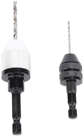 Keyless Drill Chuck Bit, 2PCS Drill Chuck & 10PCS Bits, 1/4 Inch Hex Shank, Extension Screwdriver Adapter in 0.3-6.5 Mm, 0.3-3.6 Mm, for Impact Drill