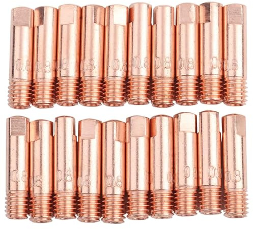 20 St Kopparkontaktspets för 15AK MIG/MAG Svetsbrännare Förbrukningsmaterial 0,8/1,0 Mm, för 15AK MIG Svetsbrännare, 24KD Svetsbrännare Kontaktspets (0.8)
