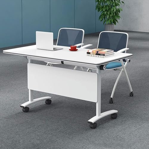 Faltbarer Konferenzraumtisch mit leisen Rädern, mobiler Meeting-Seminartisch für Büro, 120 × 40 × 75 cm, tragbarer Klapptisch für Geschäftstreffen und Seminare