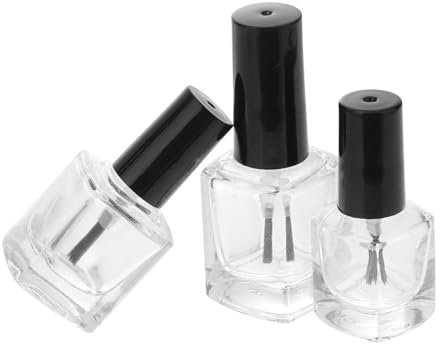 TOVINANNA 3pcs Empty Nail Polish Bottles Brush inside Capacity Square Shaped Nail Polish Container Bottles for Diy Art