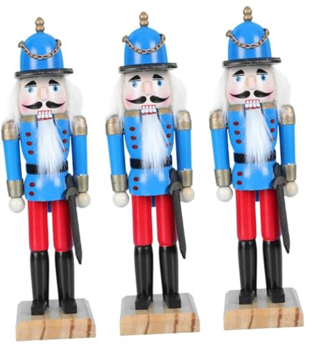Amosfun 3 Pièces Casse Noisette Décor Casse-Noisette Marionnette Casse-Noisette Opération Casse-Noix Figurines Soldat Casse-Noisette Marionnette De Soldat Casse-Noix Géant Étain Blue Coton