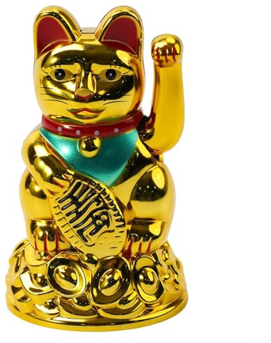 Gettimore Gorgeous Gold Waving Cat Figurine Perfect for Enhancing Workplace Ambiance (4.5inch gold)