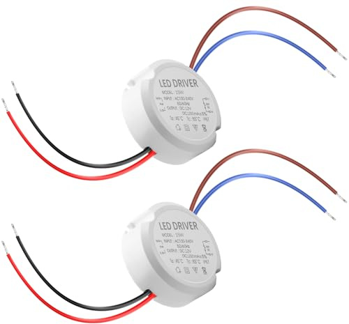 Behogan LED Trafo 12V Mini Netzteil: 2 Stück Trafo 230V auf 12V Transformator, 15W 1.25A LED Netzteil, Wasserdichtes IP67 Runder Transformator für Deckenstrahler