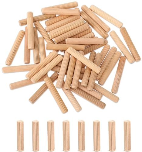 500 Stück Holzdübel sortiert, M6 Holzstopfen Dübelstangen, Holznadeln konisch und gerippt für gerillte Rillen, Basteln, Heimwerken, Zimmerei