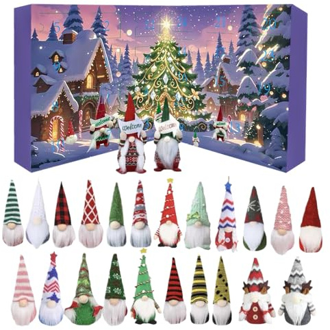 Wichtel Adventskalender 2025, 24 Tage Weihnachten Countdown Kalender mit 24 Wichtel Puppen, Weihnachten Wichtels Figuren Deko, Plüsch Gnome Spielzeug für Kinder und Erwachsene