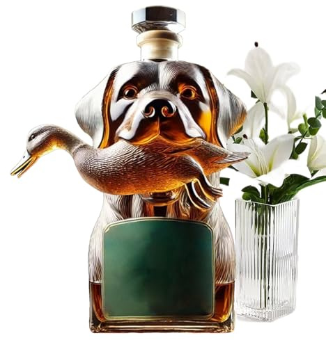 Botella De Whisky - Decantadora De Vidrio De , Soporte De Alcohol | Recipiente De Licor Hermético Con Figuras Para Perros Para Muebles Para El Hogar Centros De Mesa Hombres Padre Vodka Tequila