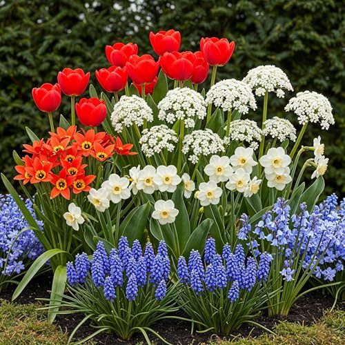 GreenboutiQ - Bulbes à fleurs - Oignons des Pays-Bas - Couleurs variées - 125 pièces - Emballage cadeau