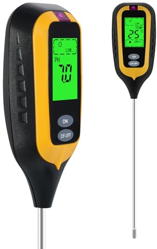 Thalire Testeur Humidité Plante, Hygrometre Plante, Testeur de Sol 4 en 1 du Sol Température/Humidité du Sol//Luminosité du Soleil pour Jardinage, Pelouse, Agriculture