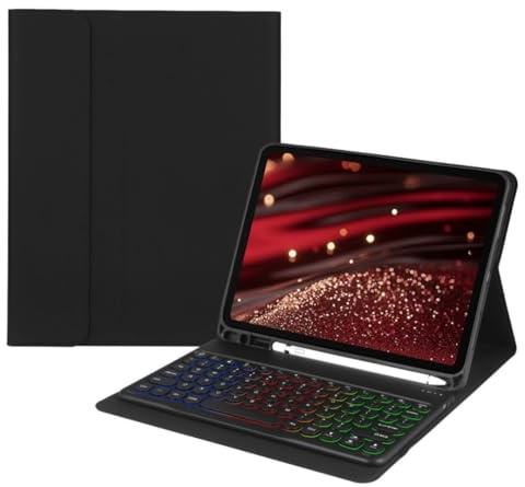 kaidisen Funda con teclado retroiluminado arcoíris para iPad de 9ª generación, 8ª generación, 7ª generación de 10.2 pulgadas, Air 3, Pro 10.5, teclado desmontable de tecla redonda retro, bonito color