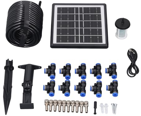 Kit d'irrigation goutte à goutte automatique solaire, synchronisation intelligente, batterie de grande capacité, dispositif d'arrosage à énergie solaire résistant à l'eau pour