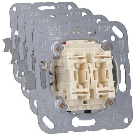 JUNG 505U Mecanismo Interruptor, 10 AX / 250 V, Doble interruptor (Paquete de 4)