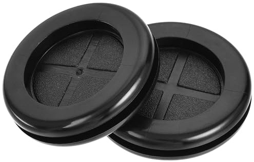 ROWORKX 4Pcs Round Rubber Grommets, 32mm Double-Sided Rubber Hole Plugs, Black Synthetic Rubber Wire Gaskets for Cable and Plug Protection