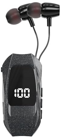 Casque rétractable avec fonction mains libres – Écran numérique, écouteurs microphone antibruit, clips de col avec système de microphone réglable | Communication claire pour les professionnels