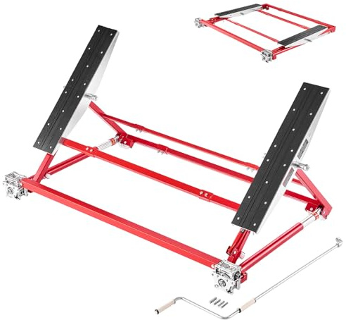 VEVOR Pont Basculant Capacité 2 T, Pont Élévateur Mobile Portable en Acier, pour Entretien Voiture Atelier, Lève Voiture Basculant Manuel, Hauteur Max. 58,5 cm, Largeur Réglable, Levage Rapide