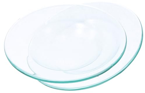 HOMSFOU Lot de 2 Coupelles Rondes en Verre Transparent Résistant la Chaleur, Petite Assiette pour Lampe D'aromathérapie, Plateau Chauffe-Cire Polyvalent, Plat à Fondre la Cire