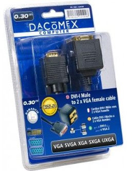 Dacomex Cordon DVI-I M vers 2 x VGA F 0,3 m