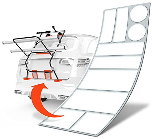 Luxshield Fahrradträger Heckträger Lackschutzfolie für Fahrradheckträger - Schutzpad Set - Transparente Selbstklebende Schutzfolie für alle PKW