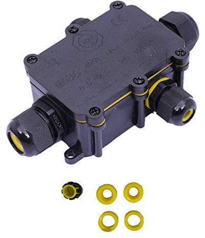 KJH-T Waterproof Junction Box,IP68 Outdoor Cable Connectors with M20/PG9 Gland Wire Connector, External Electrical Inline Junction Box for 4-15mm Diameter Cable (3-Way)