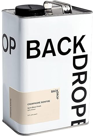 BACKDROP | Premium Interior Paint | Semi-Gloss Finish for Trim & Doors | Self-Priming, Low VOC, Green Wise Certified | CHAMPAGNE BONFIRE - Soft, pale peach | 1 Gallon