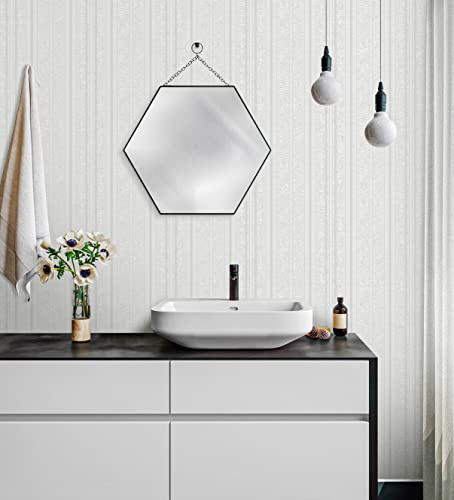 GAULAN 500681660 - Vlies-Vinyltapete, Strapazierfähig, Abwaschbar. Tapete mit weißen Streifen und erhabener Textur für Wohnzimmer Küche Bad Schlafzimmer Flur - Muster DIN A4