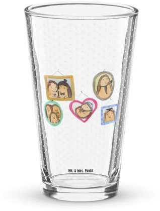 Mr. & Mrs. Panda Premium Trinkglas Igel Familie - Geschenk, Designer, Bilder, Kristall, Glück, Bruder, Muttertag, Ohne Henkel, Longdrinkglas, Tumbler, Mama, Für Restaurant
