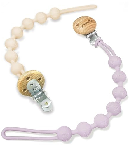 Catenella Portaciuccio - Porta Ciuccio: Set 2 PCS Con Catenella Ciuccio, Portaciuccio Mam Clip per Tenere Pulito Il Ciuccio Del Tuo Bambino