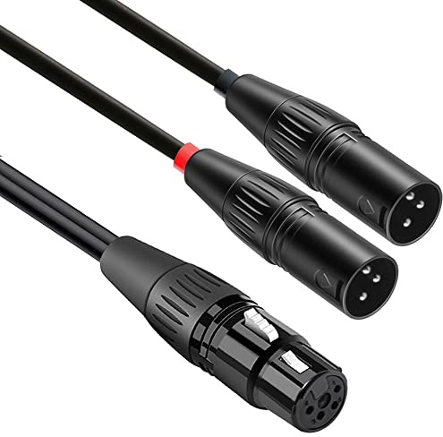 wavemen 4pin xlr female to dual 3pin xlr male hifi headphone audio cable | 4pin xlr female to dual 3pin xlr male hifi headphone audio cable 1m 3.3ft for microphone amplifier speaker mix etc
