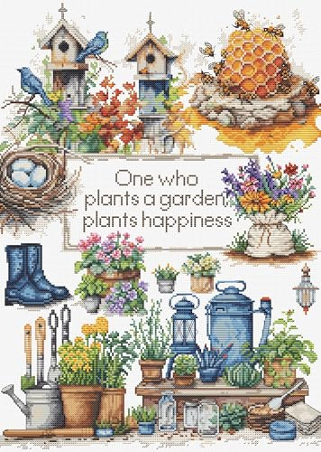 Luca-S Cross Stitch Kit Garden Plants, B2424, Counted Cross Stitch Kit for Adults, Needlecraft and Embroidery Kit