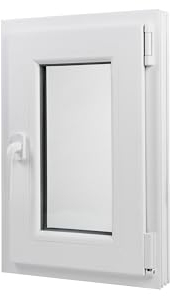 Kunststoff Fenster Dreh/Kipp 40 cm x 60 cm Anschlagrichtung Rechts inklusive Fenstergriff