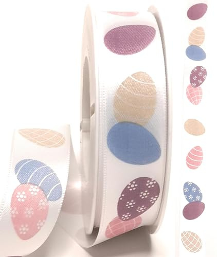 s.dekoda Schleifenband 20m x 25mm Rosa - Bunt Ostern Osterei Ostereier Satinband Dekoband [D9152-102]