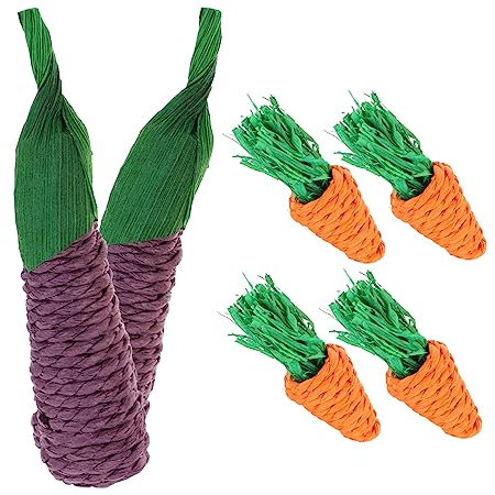 Beavorty 6stücke Teiliges Für Kleintiere Karotten Und Auberginen-kauspielzeug Für Hamster Kaninchen Und Chinchillas Zahnreinigung Und Beschäftigung Natürlichem Material Farbenfrohes